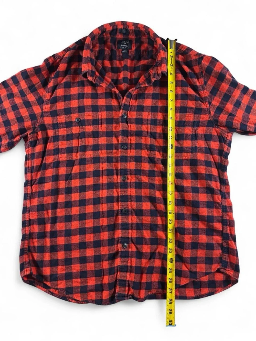 J. Crew Red and Navy Blue Check Flannel Shirt XL Slim Fit